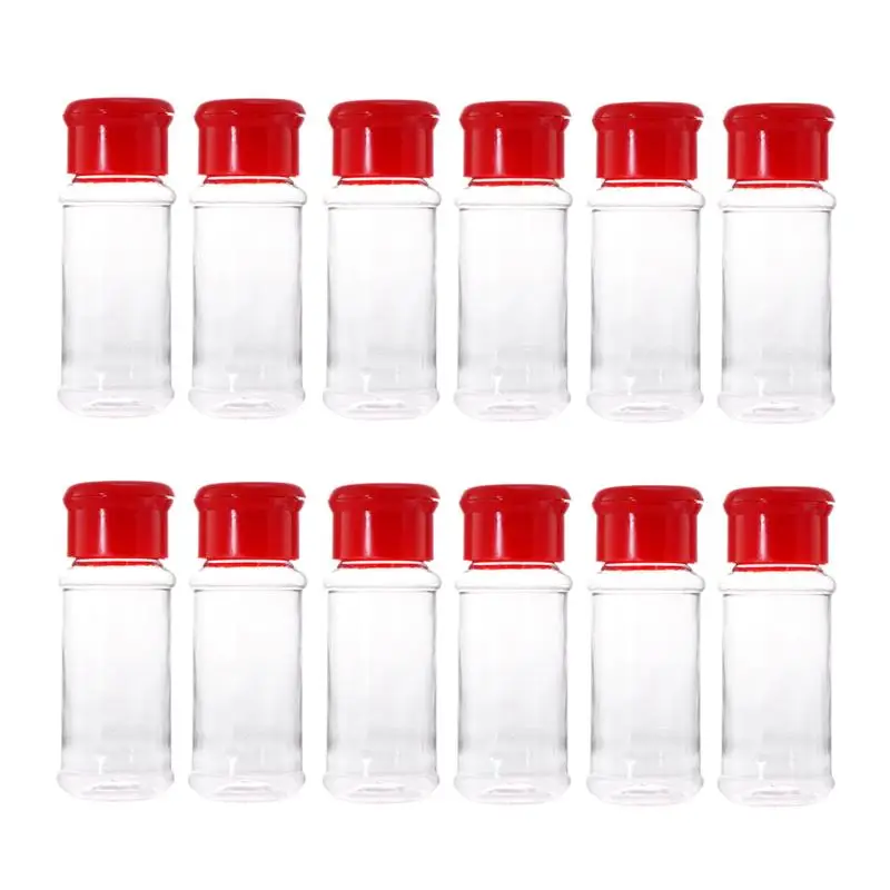 Red 12pcs Пластиковый чайник для специй емкости для специй перцовые шейкеры соляная банка приправ может дробилка для барбекю кухня - Цвет: Red 12pcs