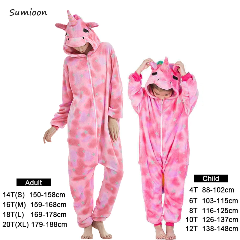 Pink star Unicorn Пижамы кигуруми с радугой, звездами, единорогом, комбинезон для детей, одежда для сна для мальчиков и девочек, зимняя детская пижама с единорогом и пандой - Цвет: Pink star Unicorn