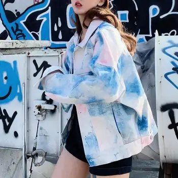 

Women Jacket Coat Loose Style Women Denim Jacket Tops Mujer Long Sleeve Jeans Coat