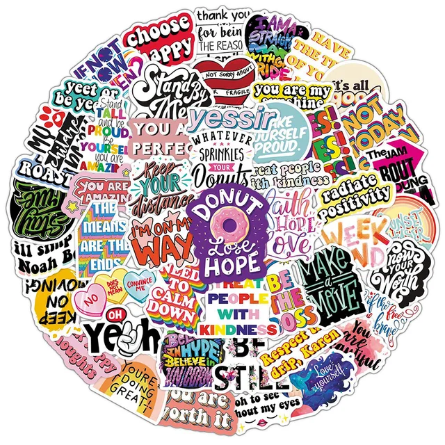 10/30/50PCS Motivational Quotes Sentences Phrases Stickers DIY Fridge Laptop Luggage Skateboard Graffiti Joke Sticker 2
