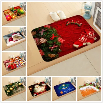 

40x60cm Christmas Doormat Kitchen Mat Santa Claus Non-Slip Rug Christmas Decoration For Home Happy New Year Xmas Ornaments Gifts