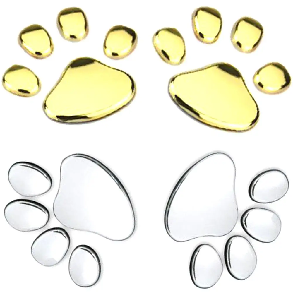 

1 Pair Dog Paw Footprint Sticker 3D Chrome Animal Decal Auto Car Emblem Decal Decoration Stickers Silver Gold
