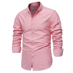 Primavera 2021 nova sólida algodão oxford camisa de qualidade negócios casual camisa masculina
