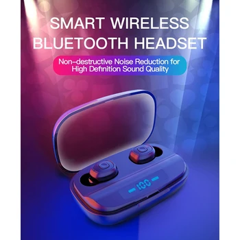 

ABHU-Bluetooth 5.0 Binaural Stereo Headset Digital Display with Charging Compartment