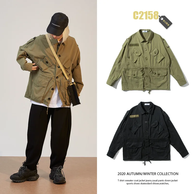 

City Where the Product 2020 Spring Look Men Casual Large Pocket Tooling Jacket Men's Casual Coat Men'S Wear