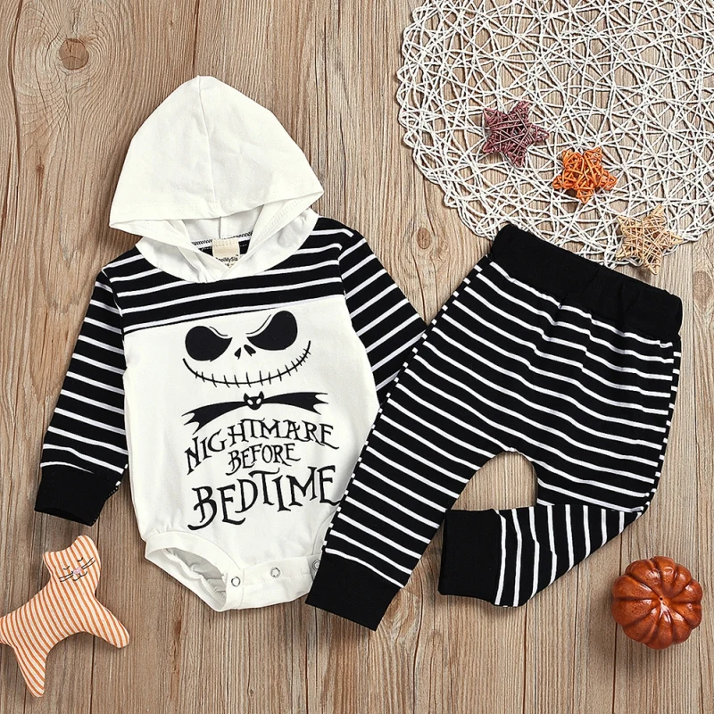 Детский комбинезон с капюшоном и принтом в полоску брюки весенне-осенний