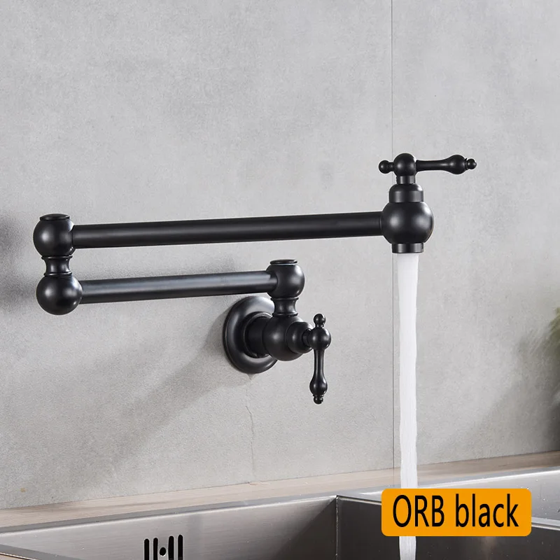 ORB Black C POIQIHY хромированный кухонный кран 360 градусов вращающийся черный складное настенное крепление эластичные смесители для кухни один кран для холодной воды - Цвет: ORB Black C