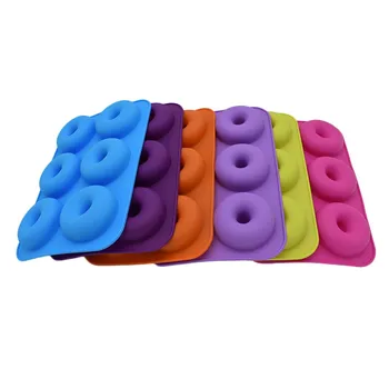 

6-Cavity Silicone Donut Baking Pan Non-Stick Mold Dishwasher Decoration Tools Silicone cake mold Jelly and Candy Mold 3D#YL10