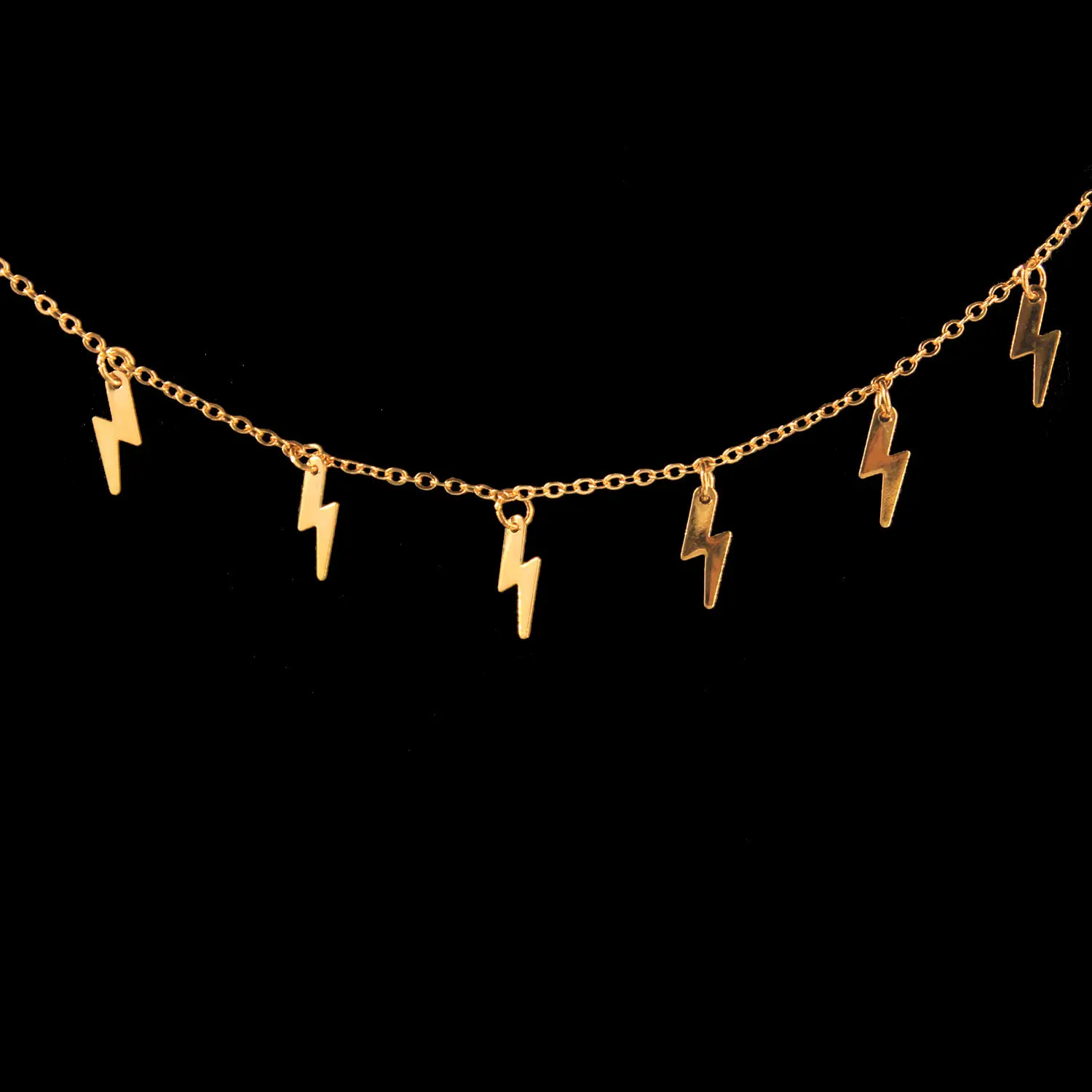 New Fashion Lightning Shape Gold Silver Color Pendant Necklace for Women Girl Jewelry Boho Classic Statement Choker Necklace