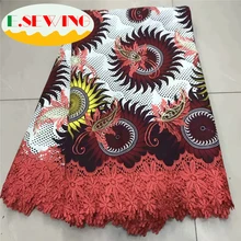 Африканская Вощеная кружевная ткань с вышивкой камнями французская чистая кружевная нигерийская кружевная ткань для женского платья 5 ярдов