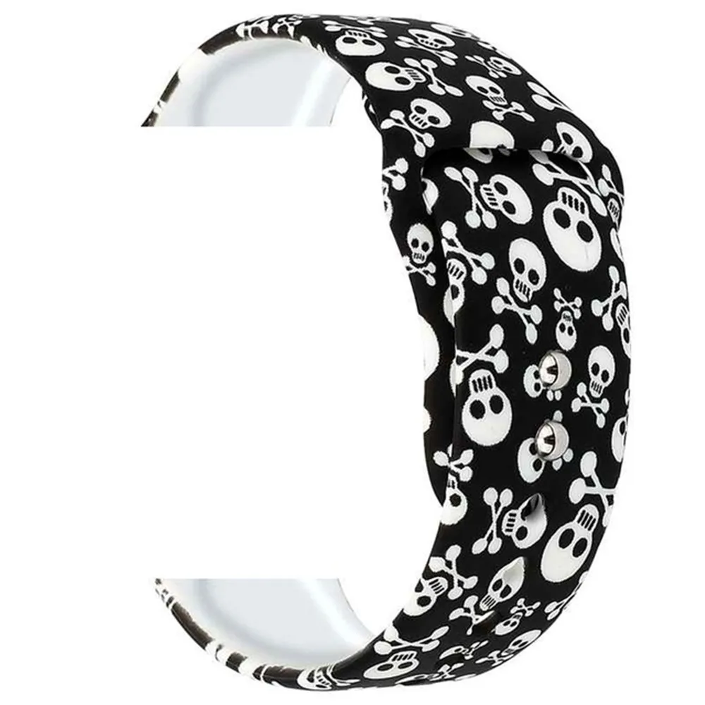 Силиконовый ремешок с принтом для Apple Watch, 38 мм, 42 мм, 40 мм, 44 мм, мягкий спортивный браслет с мультипликационным принтом для мужчин и женщин, браслет для iwatch, серия 5, 4, 3, 2