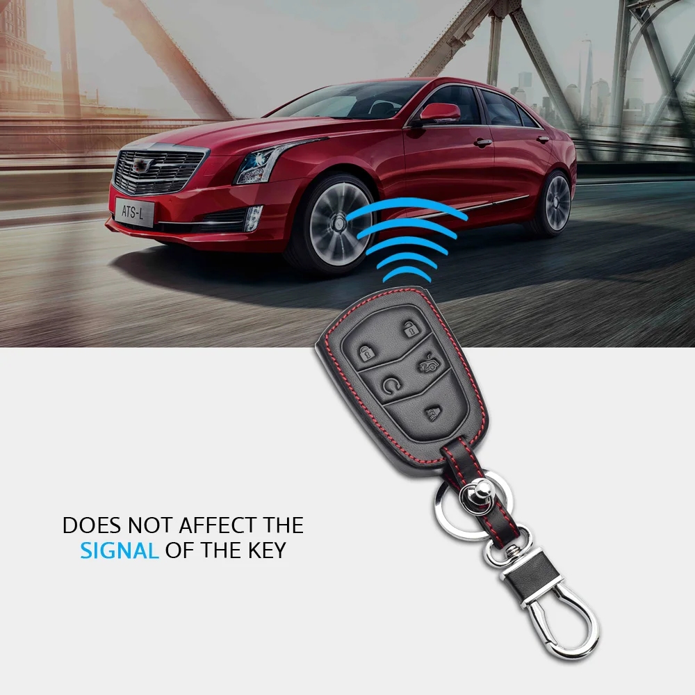 Чехол для автомобильного ключа из натуральной кожи с 5 кнопками Cadillac SRX 2015 2016 ATS CTS