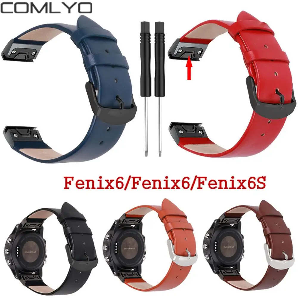 Кожаный ремешок для смарт-часов Garmin Fenix 6X/Fenix 6S быстросъемный браслет 6 часов |