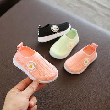 

Toddler Shoes Soft Bottom Baby Boy Girl Sports Small Children's Breathable Air Mesh Shoes Flower Daisy Woven Shoes Spring Thin