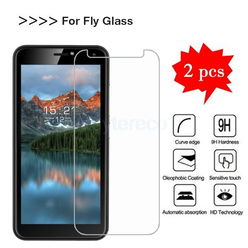 2PC Tempered Glass For Fly Life Geo Screen Protector 9H 2.5D Mobile Phone Guard LCD Film Sky Power Plus 5000 | Мобильные телефоны и