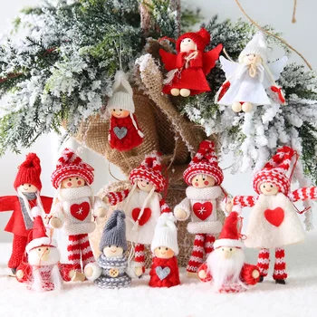 

Knitting Wool Felt Couple Doll Pendant Xmas Hanging Gift Noel Scene Decoration Ornament Happy New Year Christmas Decoration
