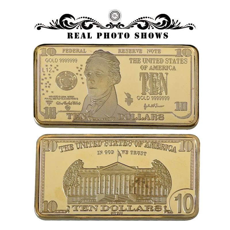 WR 14 шт. красочные доллар США золотой слиток банкноты металлические поделки 24 к позолоченные копия монеты Золотой бар бизнес Коллекция подарков - Цвет: style 4