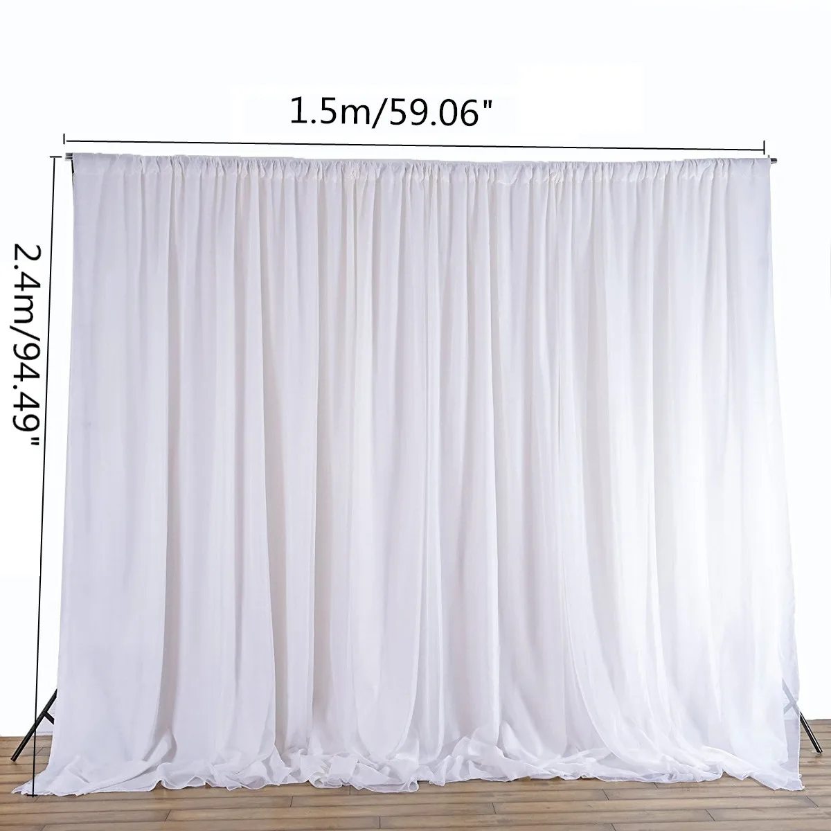 Белые прозрачные шелковые тканевые шторы панели подвесные шторы фото фон Свадебные торжества DIY текстиль для украшения 2,4x1,5 м