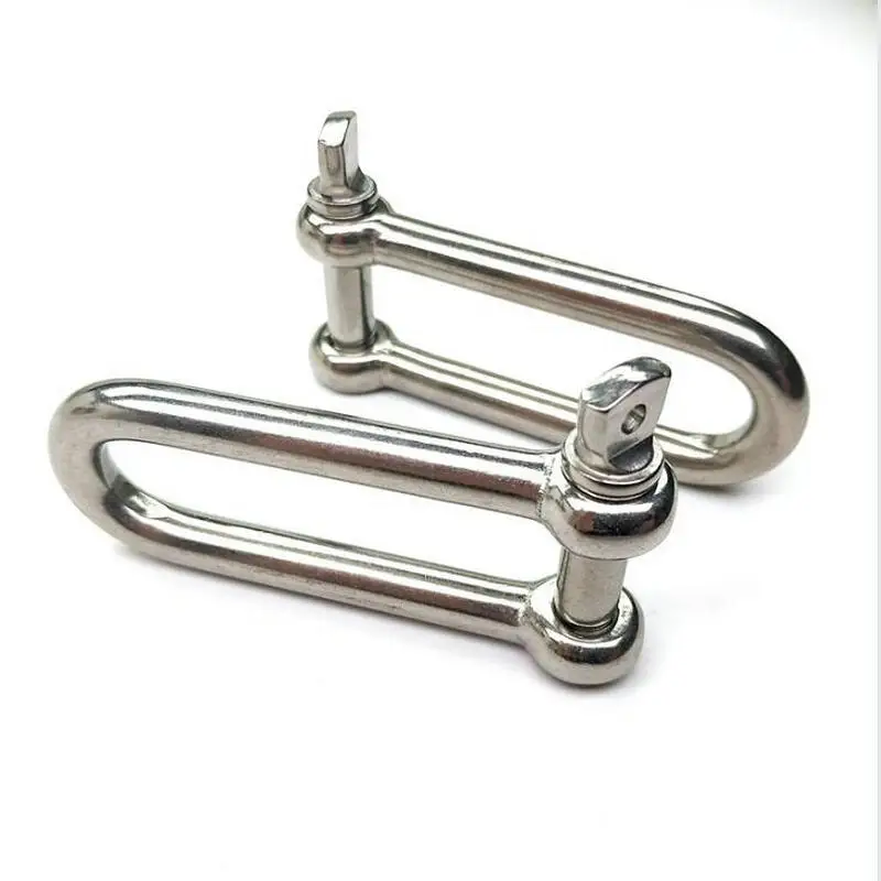 HQ LD01 M4-M16 All Sizes AISI304 Long Straight D Shackle Stainless Steel Anchor Shackle Chain Wire Rope Connector stainless steel chain