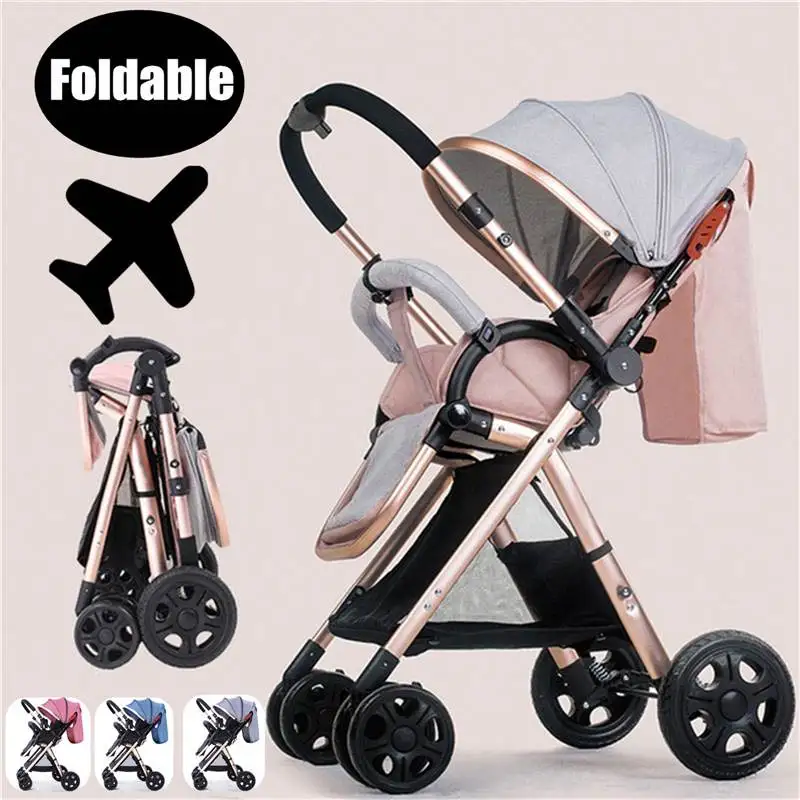 

Four Wheels Folding Baby Trolley High-view Baby Strolley Multi-functional Pam Kids Stroller Carriage Pushchair For Newborns
