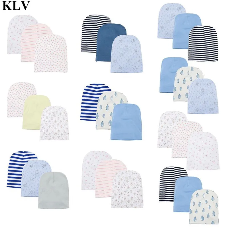 KLV 3 шт./компл. унисекс из хлопка для новорожденных Кепки комплект Подставки для фотографий Детские шапка Девочки Мальчики Детские Кепки