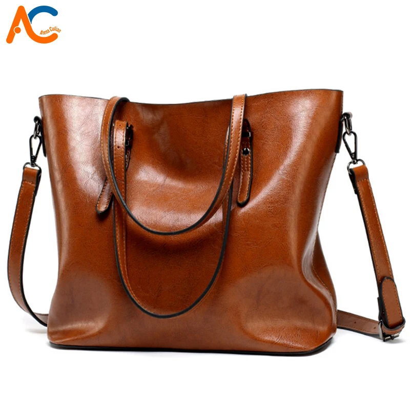 

Trendy Fashion Ladies Leather Handbag Luxury Waxy Oil Leather Women Bag Tote Shoulder Crossbody Bags bolso mujer Droppshipping