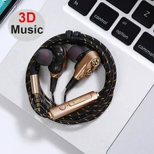 Двойные драйверы наушники супер бас спортивные наушники с микрофоном для Asus ZenFone 3 Max ZC520TL ZC553KL стерео Музыкальная гарнитура