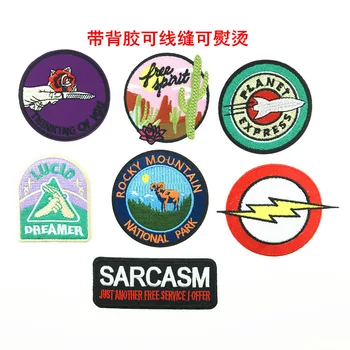 

50pcs/lot New Cartoon Round Embroidery Patches Letter Cactus Park Animal Strange Things Iron Heat Transfer Sewing Accessories
