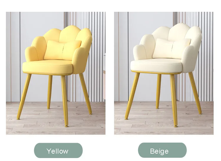 Light Luxury Dinning Chair Bedroom Backrest Fabric Living Room Makeup Chair Golden Foot Bedroom Chairs For Home Decoration