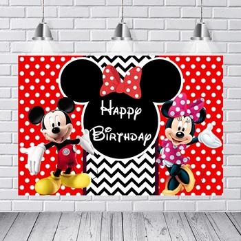 

Photography Backdrops Custom Red Mickey Pink Minnie Mouse Birthday Party Backdrop Gender Reveal Backdrop Photo Studio Banner