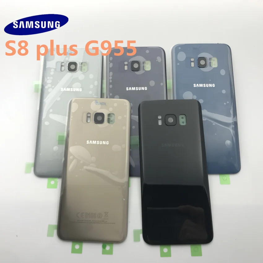 samsung Galaxy S8+ plus G955 G955F Задняя стеклянная крышка задняя крышка Крышка батарейного отсека с объективом камеры+ передняя стеклянная линза