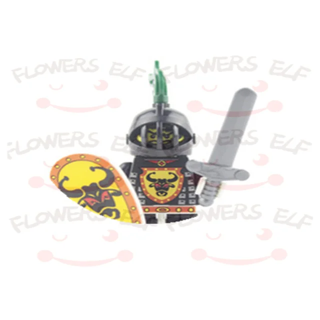 1PCS Blue Lion Red Green Dragon Knight Mini Two-person Villain Middle Age Assembling Building Blocks Children'sToy Medieval Knig 9807D