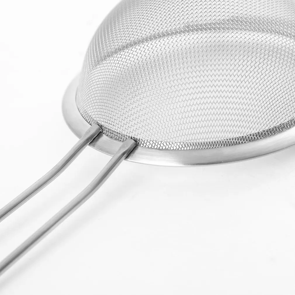 Stainless Steel Wide-Width Wide Ear Oil Grid Steel Handle Mesh Leak Ordinary Mesh Twill Mesh Colander Hand-Held Flour Sieve
