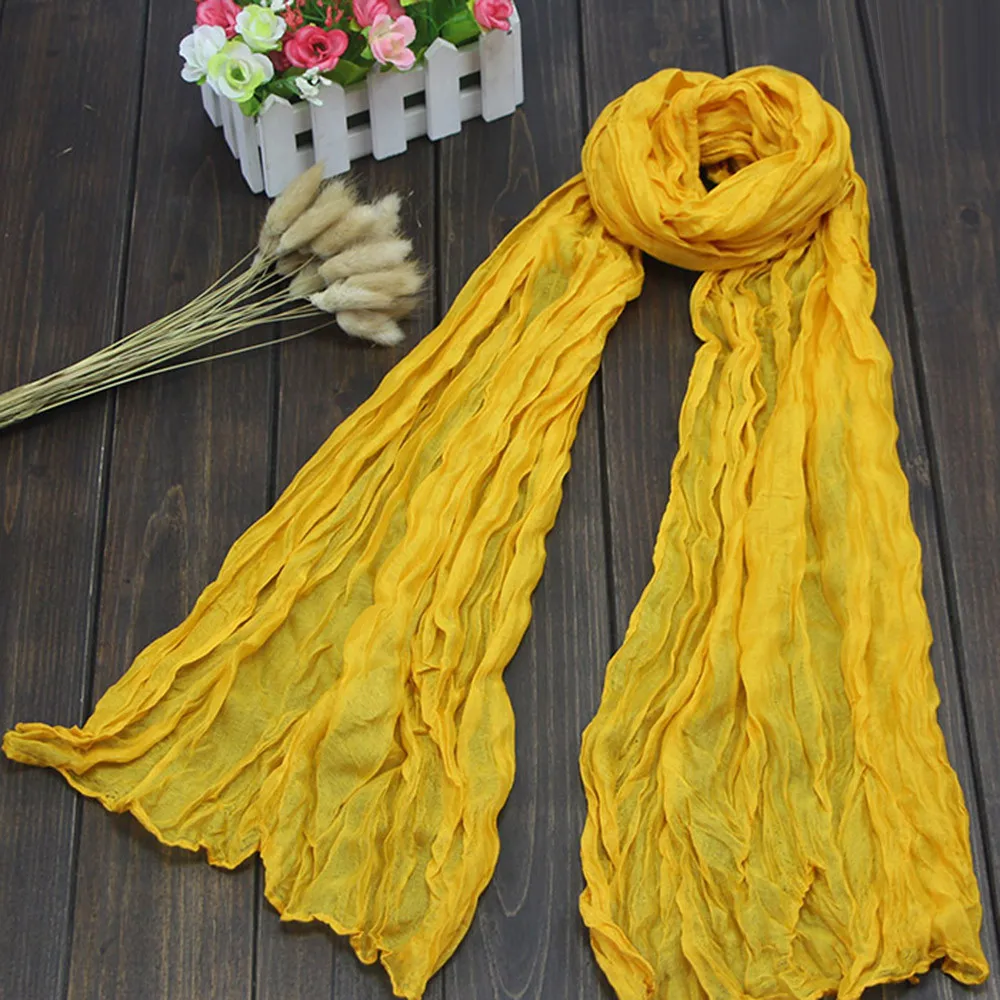 16 цветов, женский длинный шарф, мягкая тонкая упаковка, шарфы, винтажные, хлопок, лен, большая шаль, хиджаб, элегантный, Одноцветный, многоцелевой@ A