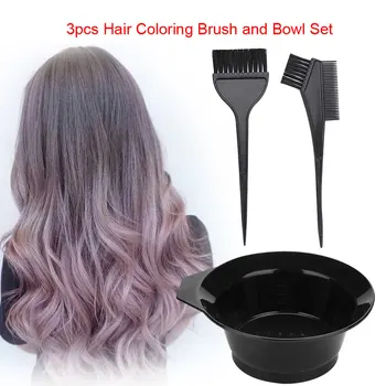 

3pcs Hair Color Dye Bowl Comb Brushes Tool Kit Set Tint Coloring Dye Bowl Comb Brush Hair Salon hairdressing Hair Color Dye Tool