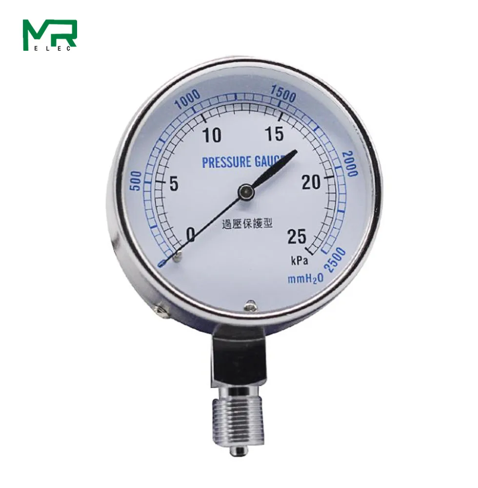 

YE75 Diaphragm Pressure Gauge 0-60KPA Gas Meter Overpressure Protected Micropressure Meter Kpa Meter