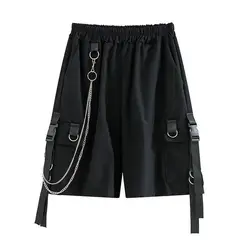 Short de plage pour hommes, couleur unie, ruban, noir, Hip Hop, Streetwear, décontracté, vêtements de sport, 2021 