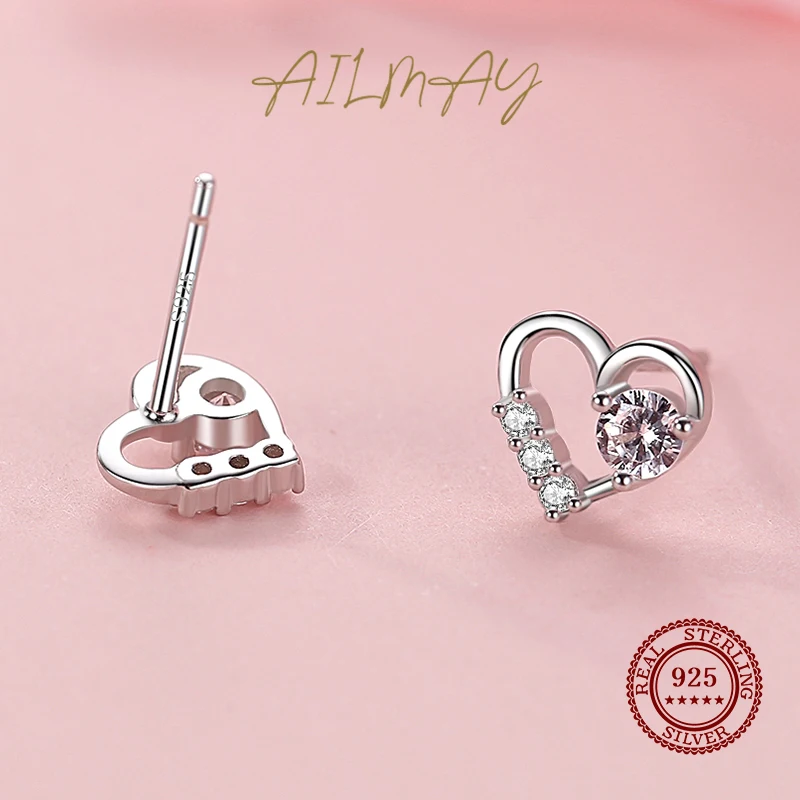 Sterling Silver Heart Earrings - Cubic Zirconia Infinity Hoop Earrings For Women