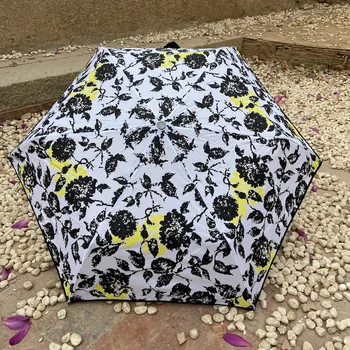 

Three folding umbrella fashion pattern umbrella thin and light portable women umbrella reinforced windproof strong umbrella