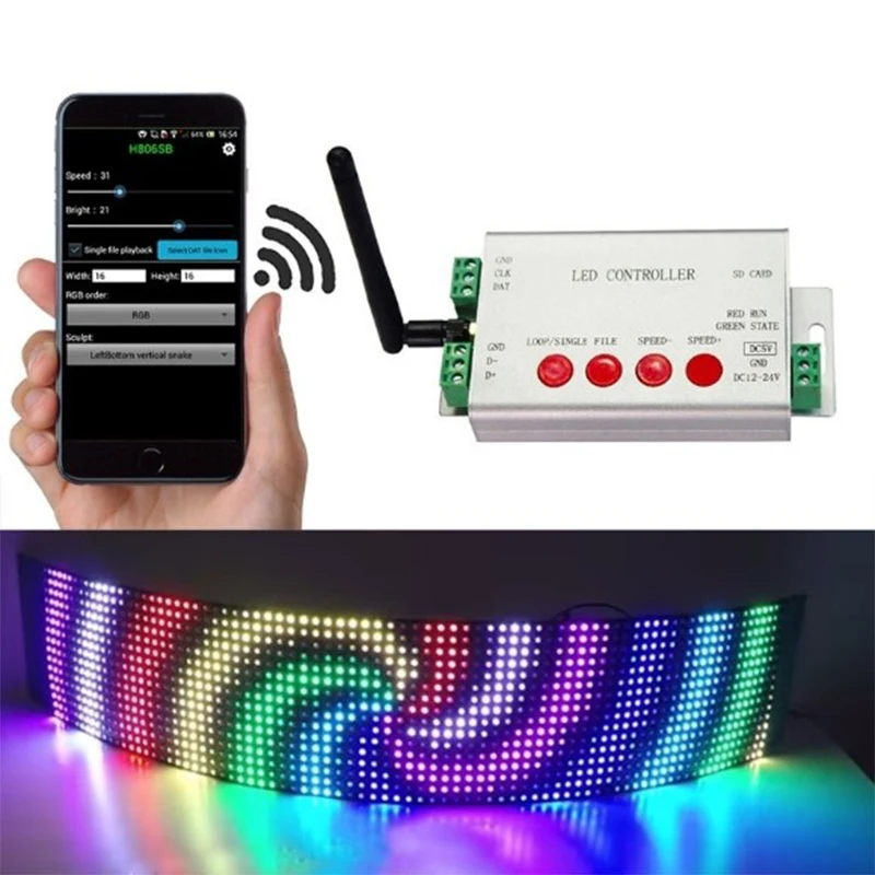 DC5V 24V светодиодный цифровой wifi DMX512 Контроллер 2048 пикселей rgb контроллер wi-fiпрограммируемый контроллер с помощью приложения