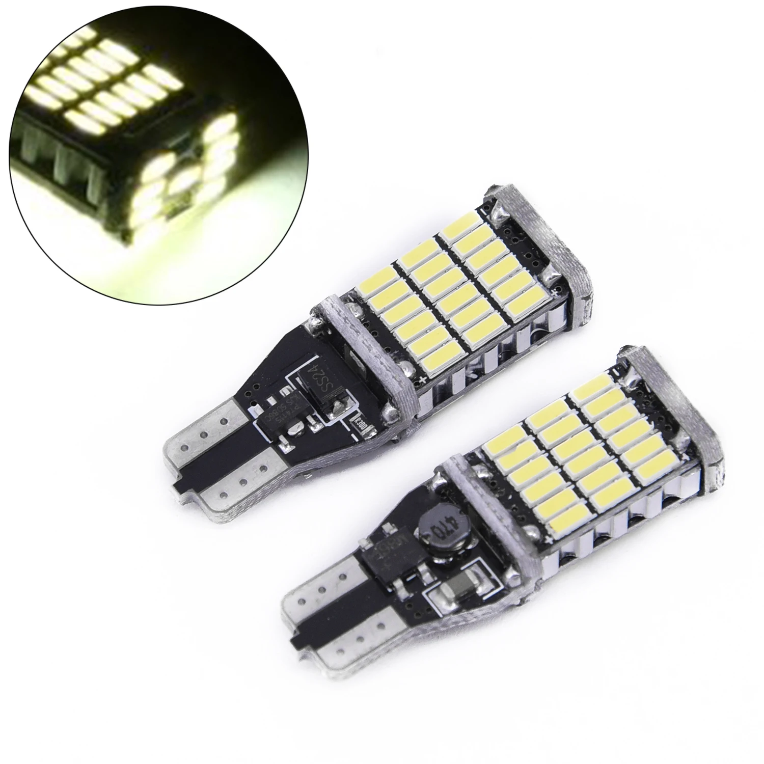 

2Pcs/kit Car T15 W16W 45SMD 6000K White LED Car Reverse Back Light/Bulbs
