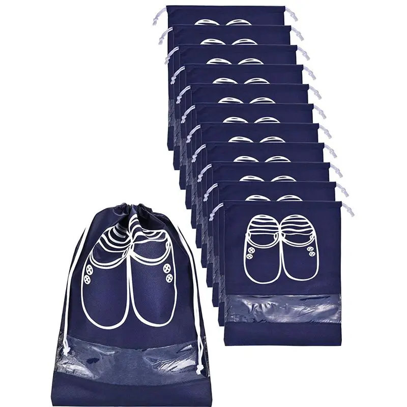 12 Pieces 2 Sizes Shoes Bag Shoe Organizer Bag Storage Dust-proof Shoe Bags with Drawstring for Women and Men