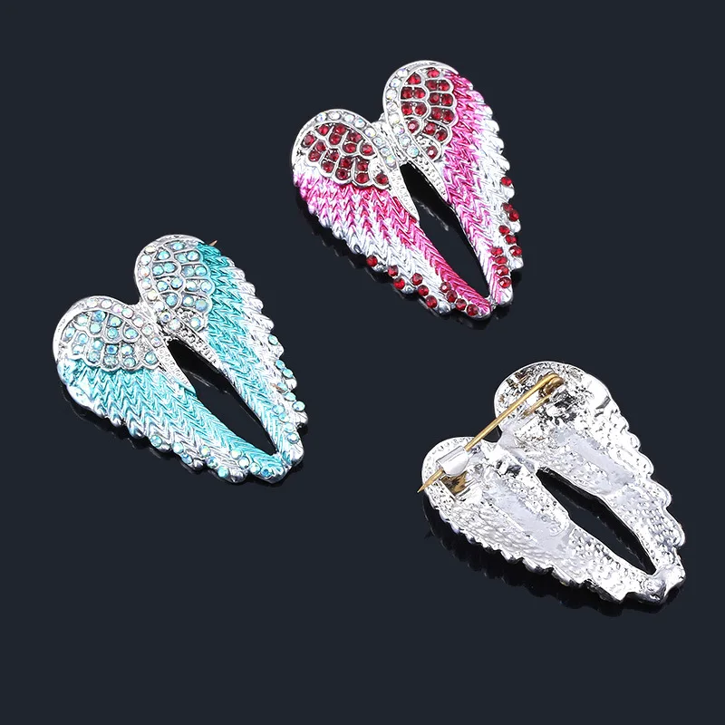 Crystal angel wings brooch