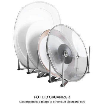 

2 Pack Extendable Pot Lid Holders Multipurpose Steamer Rack Pans Glasses Holder Flexible Plate Organizer Kitchen Bakeware Cuttin