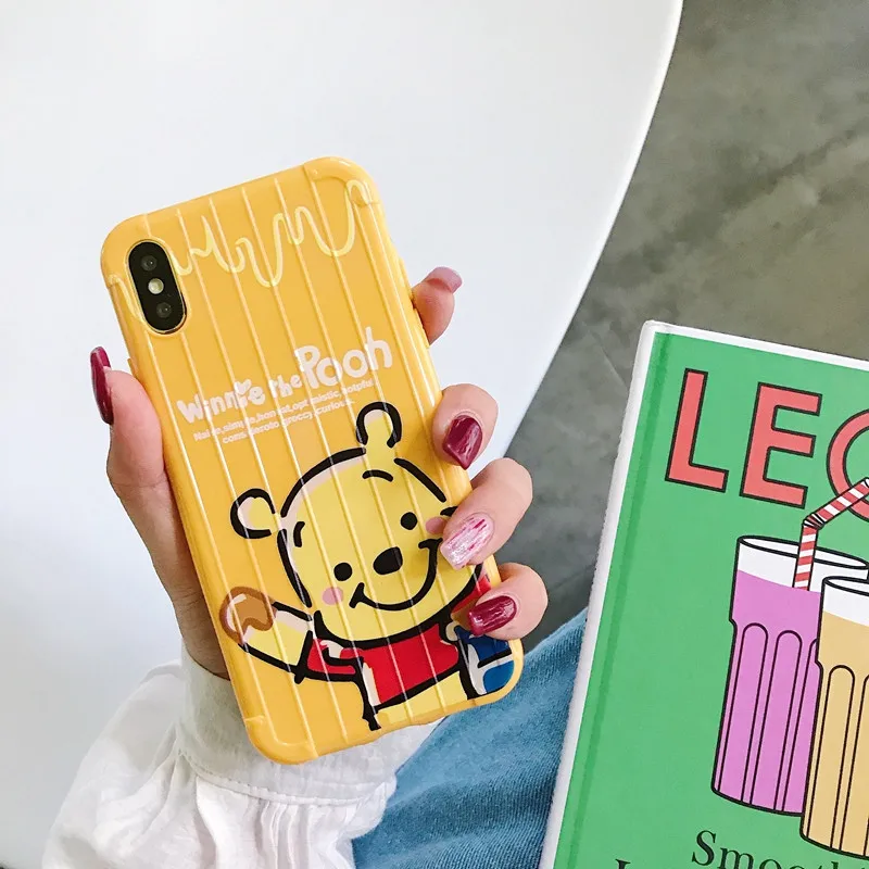 Trunk Phone Cases For iPhone 6 6S 7 8 Plus X XS XR Xs Max Stripes Cover With Cute Cartoon Suitcase Soft Silicone Case |