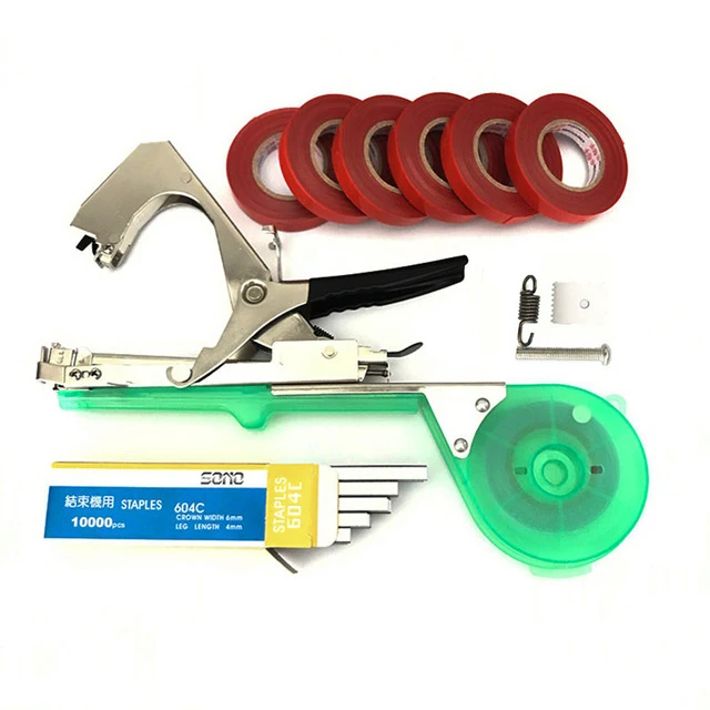 6red tapetool set Садовые инструменты, машина для завязывания растений, ветка, ручная завязывающая машина, Tapetool Tapener, упаковочная машина для обвязки овощей - Цвет: 6red tapetool set