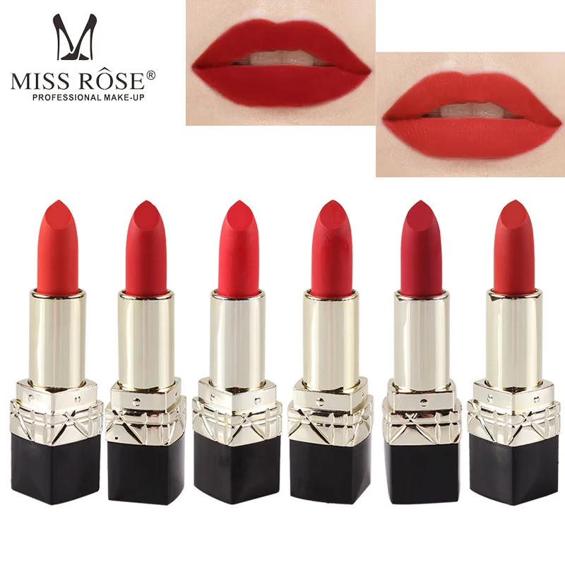 MISS ROSE 12 видов цветов губная помада бархат Labiales водонепроницаемый Бальзам для губ палка Сексуальная Помада красота оттенок губ Макияж матовая помада макияж