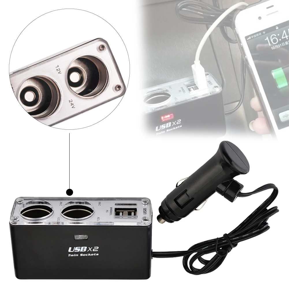 

Car Accessories Cigarette Lighter Splitter Adapter 12/24V Multi Socket Triple Splitter Dual Sockets Dual USB Car Charger Adapter