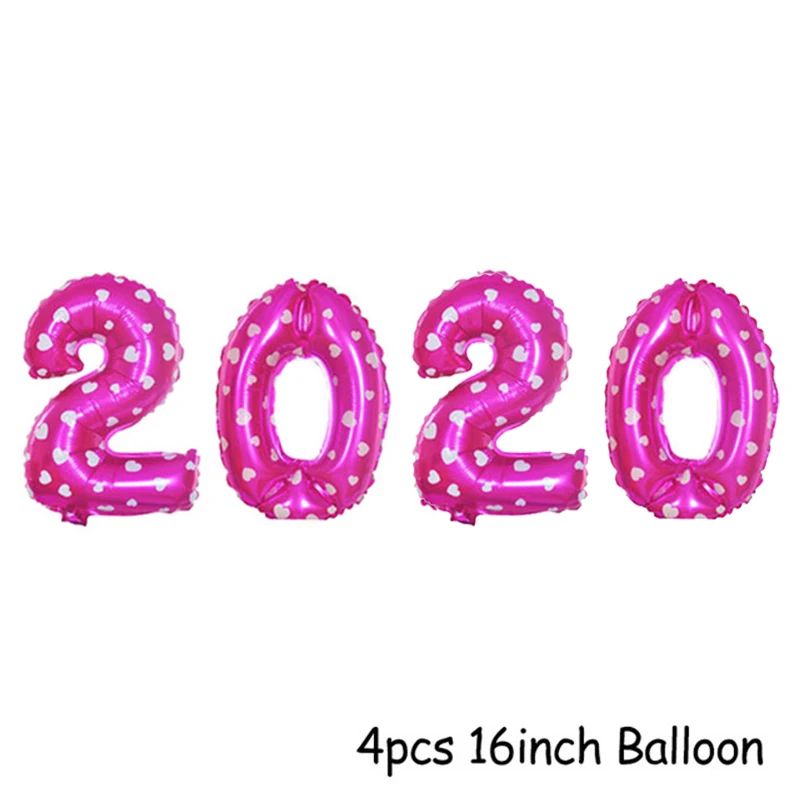 Pink 2020 Воздушные шары Золотое серебряное число фольги Гелиевый шар счастливый год воздушный шар Счастливого Рождества Год Вечерние Декор Noel - Цвет: Pink 2020