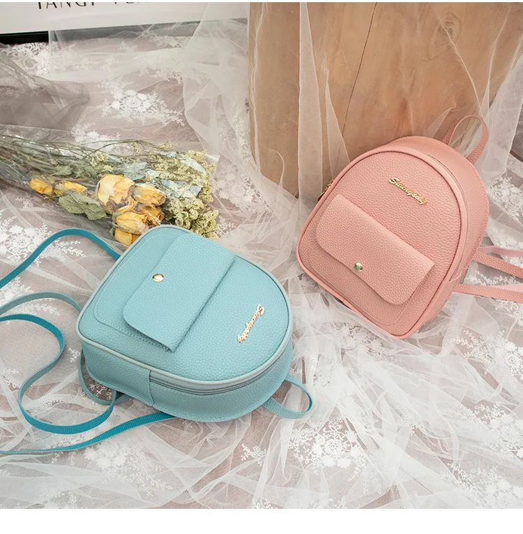 Mini Backpack Women PU Leather Shoulder Bag For Teenage Girls Kids Multi-Function Small Bagpack Female Ladies School Backpack